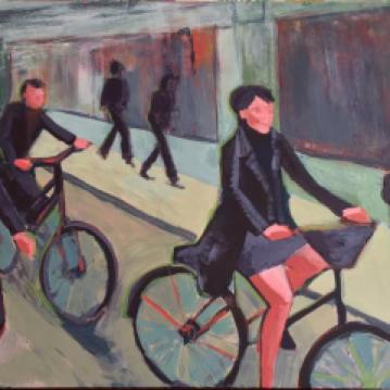Paris bicyclers, 2016 36"x24"